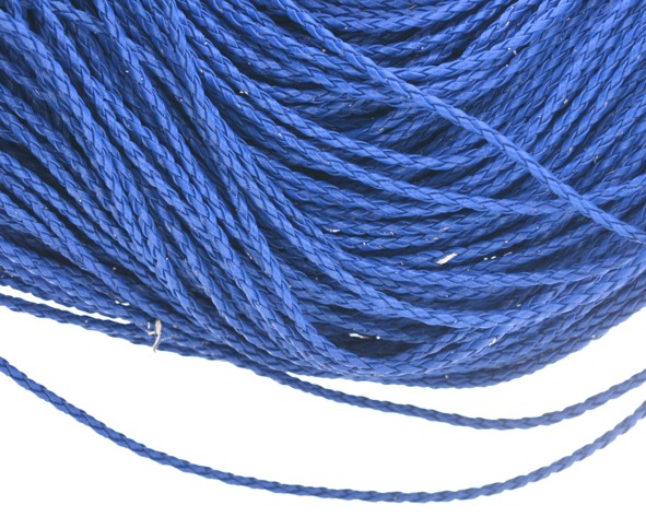 Fio cordão couro ecológico trançado 3 mm - Azul royal (5 metros)